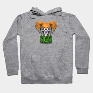 Baby Elephant with Glasses and Indian Flag Hoodie